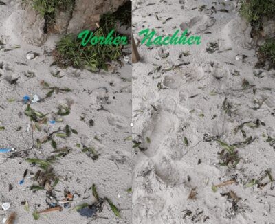 Plastikmüll am Strand Vorher - Nachher