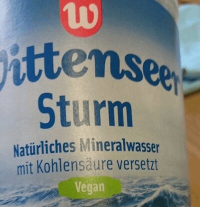 Etikett Wittenseer Sturm Wasser vegan